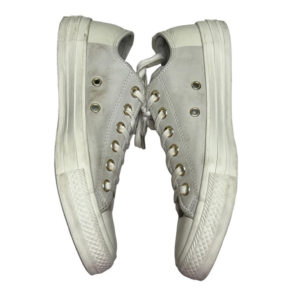 Converse Leather All Star Blocked Nubuck Patent Leather Heel Grey White Size 7 - Picture 3 of 11